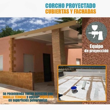 Corcho natural proyectado para cubiertas y fachadas
