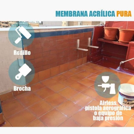 Membrana Acrílica Impermeabilizante para terrazas, tejados, muros y zonas exteriores de semi-tránsito